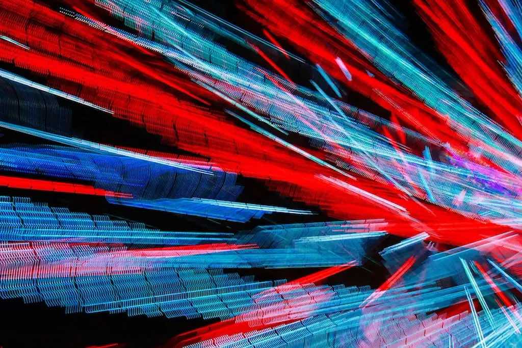 an abstract illustration of red and blue lines